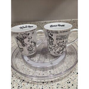 Disney Sketch Book Series Minnie & Mickey Mouse Coffee Mug set 2008